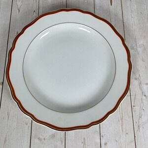 Meissen Orange Band Luncheon Plate Gold Trim Crossed‎ Swords 8 1/2"